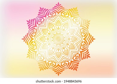 Plantilla de fondo de vectores de diseño de Mandala colorida
