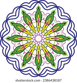 Colorful mandala design vector flower