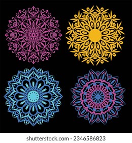 Imagen vectorial de diseño mandala colorida.