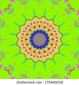 Mandala colorida, arte digital para diseño gráfico creativo
