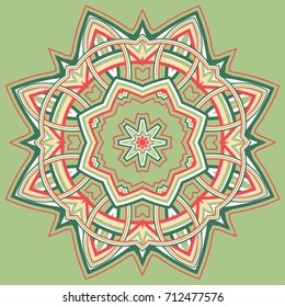 Colorful Mandala. Ethnic tribal ornaments. Geometric and floral motifs.
