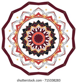 Colorful Mandala. Ethnic tribal ornaments. Geometric and floral motifs.