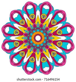 Colorful Mandala. Ethnic tribal ornaments. Geometric and floral motifs.