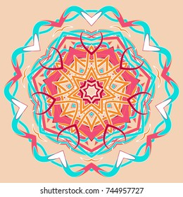 Colorful Mandala. Ethnic tribal ornaments. Geometric and floral motifs.