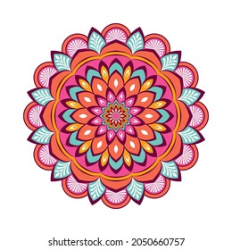 Colorful mandala with floral ornament