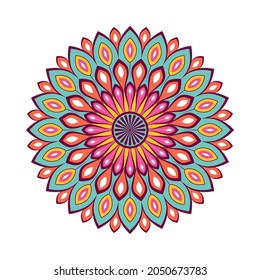 Colorful mandala with floral ornament