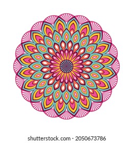 Colorful mandala with floral ornament