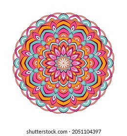 Colorful mandala with floral ornament