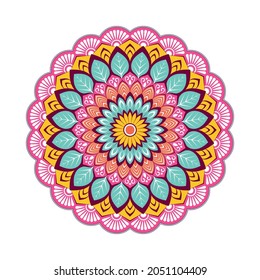 Colorful mandala with floral ornament