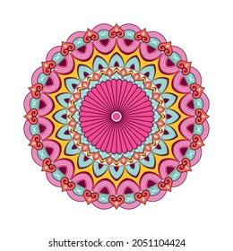 Colorful mandala with floral ornament