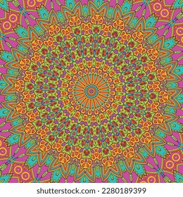 A colorful mandala with a floral pattern