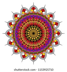 Colorful mandala with floral shapes