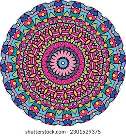 Colorful Mandala With Floral Shapes. Weave Design Elements.