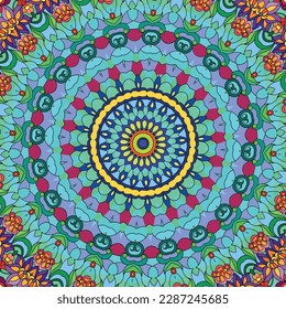 A colorful mandala with a flower pattern