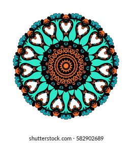 colorful mandala, flower vector, blue