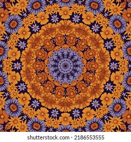 Ilustración de geometría abstracta de borde de marco de mandala colorida