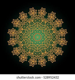 colorful mandala. golden flower. Decorative round ornament. Anti-stress mandala. Weave design mandala. Yoga logo, background for meditation poster.  Indian flower mandala. Oriental flourish vector