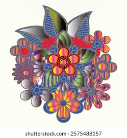Colorful mandala. Gradient oriental circular ornament with indian, arabic, turkish motifs. Isolated, vector, editable.