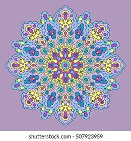 Colorful mandala hand drawn. Color lace pattern vector illustration