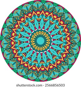 Colorful Mandala with Interwoven Floral and Geometric Accents