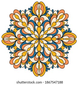 Colorful mandala like flower. Basic and simple mandala. Digital drawing. Floral. Flower. Oriental. Book Page. Vector.