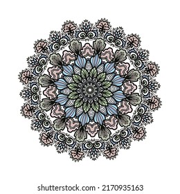 Colorful Mandala line art decoration for invitation, card or coloring page