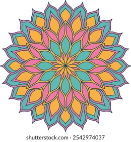 Colorful mandala on a white background.
