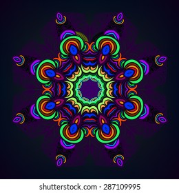 Colorful mandala. Ornament in circle. Vector illustration.