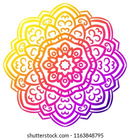 Colorful mandala. Ornamental round doodle flower isolated on white background. Vector illustration.