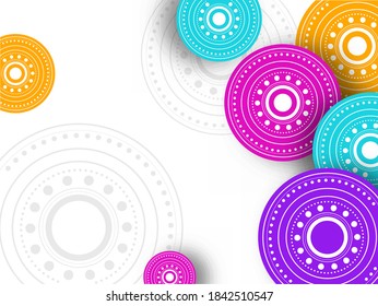 Colorful Mandala Pattern Decorated On White Background.