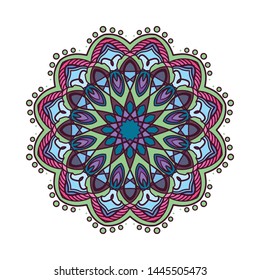 Colorful mandala pattern design with darker colors