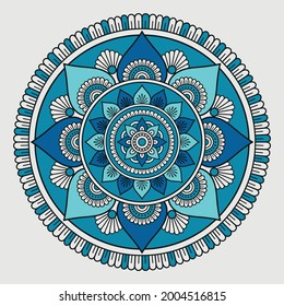 Colorful mandala pattern design with hand drawn floral pattern vector for background, card, cover, coloring page and your desired ideas