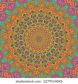 Mandala colorida con un patrón de flores