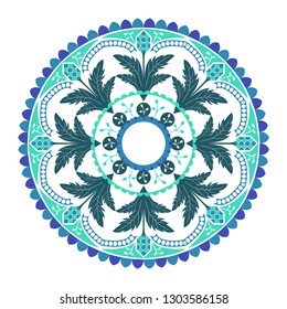 Patrón de mandala colorida sobre fondo blanco