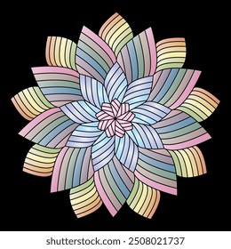 Colorful mandala pattern. Symmetrical ornament in Tantric yoga of Buddhism and Hinduism. A design element for a creative idea