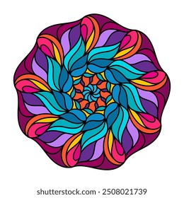 Patrón de mandala colorido. Ornamento simétrico en el yoga tántrico del budismo y el hinduismo. Un elemento de diseño para una idea creativa