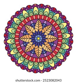 Patrón de mandala colorido. Ornamento simétrico en el yoga tántrico del budismo y el hinduismo. Un elemento de diseño para una idea creativa