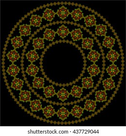 Colorful mandala. Round mandala ornament. Anti-stress therapy mandala. Weave pattern mandala. Yoga mandala logo, mandala meditation poster. Unusual geometry mandala. Mandala design element.