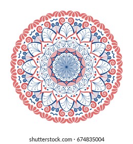 Colorful Mandala. Round Ornament Pattern. Vector Illustration. 