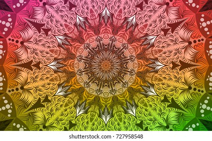 Colorful of Mandala. Round Ornament Pattern. Geometric circle element made in vector colorful line and white  background.