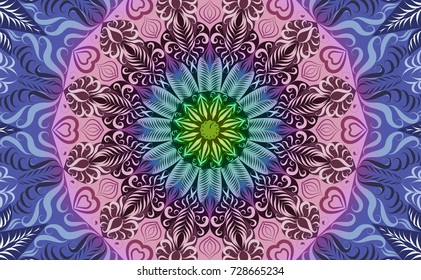 Colorful of Mandala. Round Ornament Pattern. Geometric circle element made in vector colorful line background.