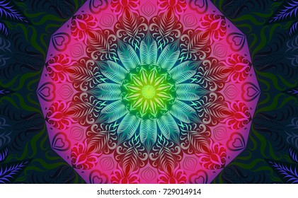 Colorful of Mandala. Round Ornament Pattern. Geometric circle element made in vector colorful line background.