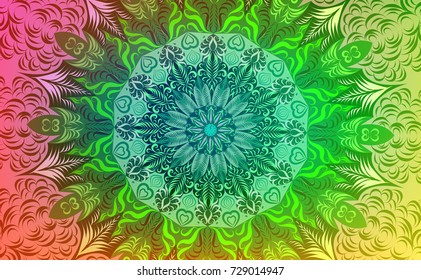 Colorful of Mandala. Round Ornament Pattern. Geometric circle element made in vector colorful line background.