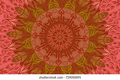 Colorful of Mandala. Round Ornament Pattern. Geometric circle element made in vector colorful line background.