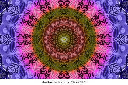 Colorful of Mandala. Round Ornament Pattern. Geometric circle element made in vector colorful line background.