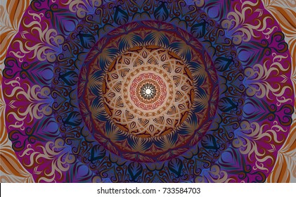 Colorful of Mandala. Round Ornament Pattern. Geometric circle element made in vector colorful line background.