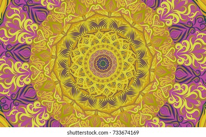 Colorful of Mandala. Round Ornament Pattern. Geometric circle element made in vector colorful line background.