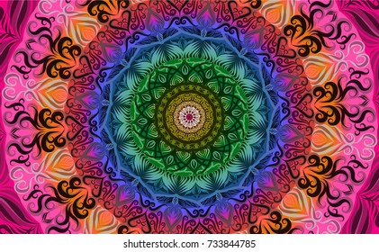 Colorful of Mandala. Round Ornament Pattern. Geometric circle element made in vector colorful line background.