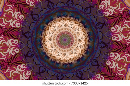 Colorful of Mandala. Round Ornament Pattern. Geometric circle element made in vector colorful line background.