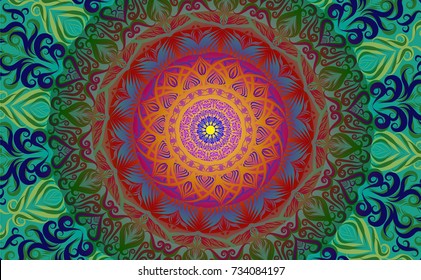 Colorful of Mandala. Round Ornament Pattern. Geometric circle element made in vector colorful line background.